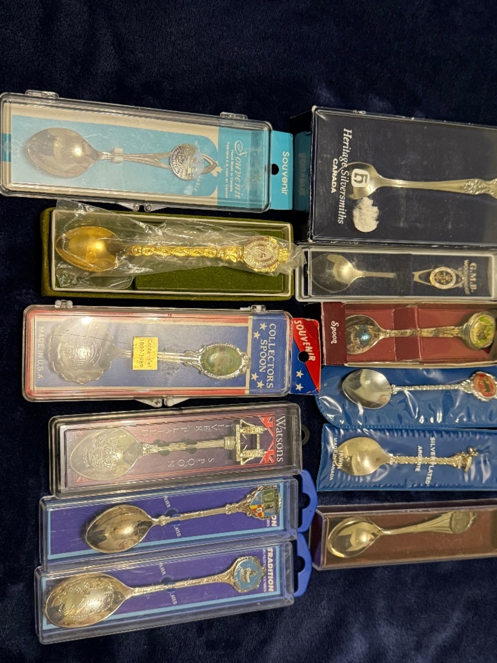 Lot of 12 Vintage Collector Souvenir Spoons Many Silver Plated Mixed